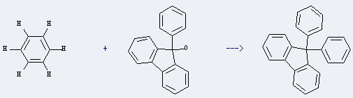 9H-Fluorene, 9,9-diphenyl- can be prepared by benzene and 9-phenyl-fluoren-9-ol.